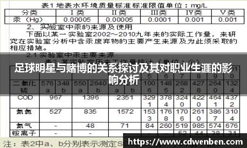 足球明星与赌博的关系探讨及其对职业生涯的影响分析